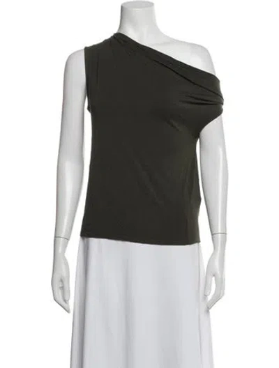 Pre-owned Enza Costa One-shoulder Sleeveless Top In Green