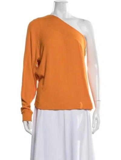Pre-owned Enza Costa One-shoulder Sweater In Orange