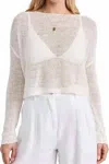 Enza Costa Open Knit Bateau Sweater In Cream In White