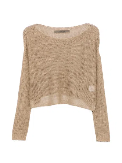Enza Costa Open-knit Sweater In Brown