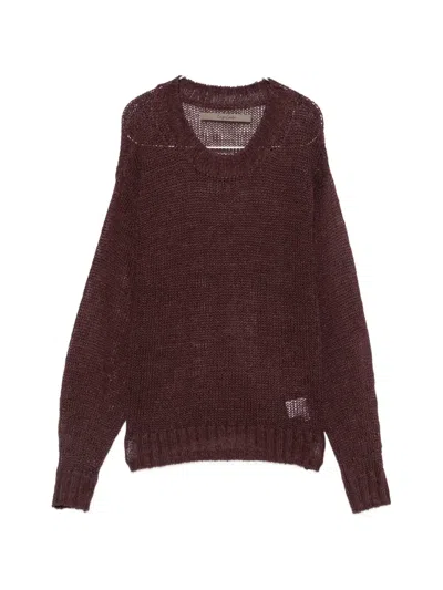 Enza Costa Open-knit Sweater In Burgundy