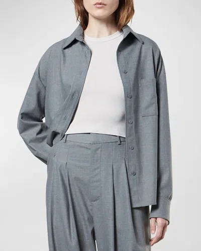Enza Costa Oversized Shirt In Light Grey In Gray