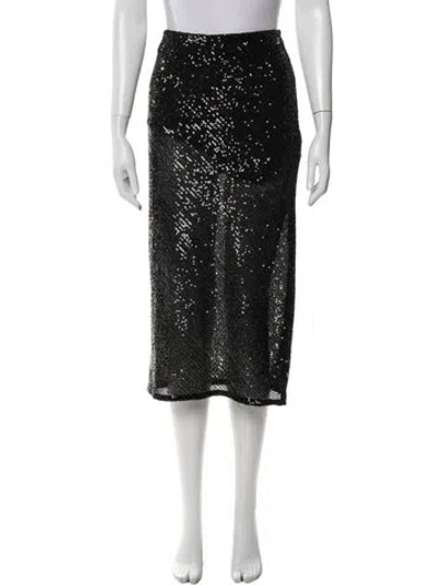 Pre-owned Enza Costa Patterned Midi Length Skirt In Black