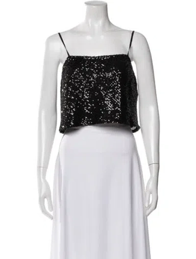 Pre-owned Enza Costa Patterned Square Neckline Crop Top In White