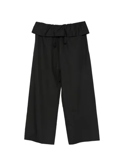 Enza Costa Peplum Drawstring Trousers In Black