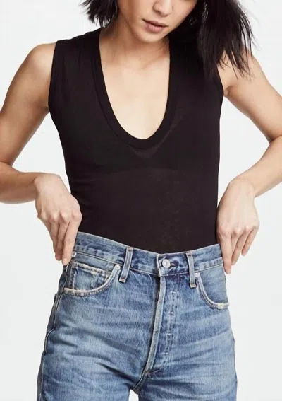 Enza Costa Pima Cotton Bold Sleeveless Tank In Black