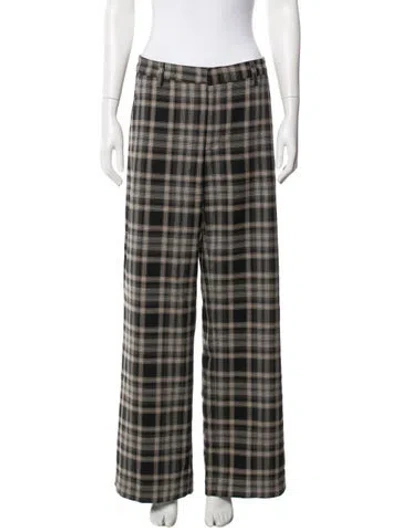 Pre-owned Enza Costa Plaid Print Wide Leg Pants In Multi