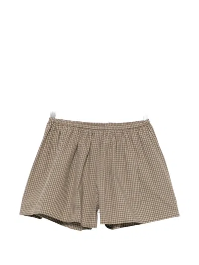 Enza Costa Plaid-pattern Shorts In Brown