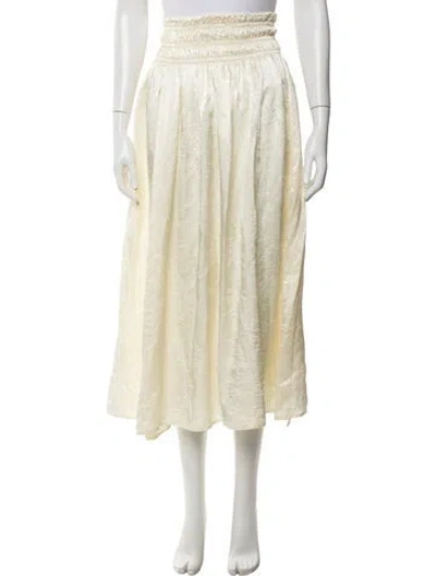 Pre-owned Enza Costa Pleated Accents Midi Length Skirt In Yellow