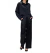 Enza Costa Pleated Satin Pant In Black In Blue