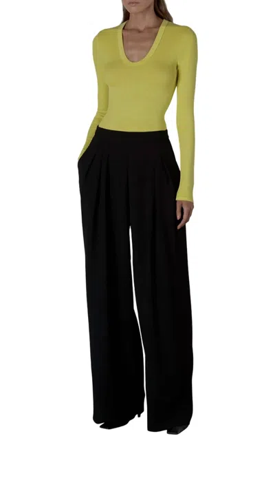 Enza Costa Pleated Wide Leg Pant In Black