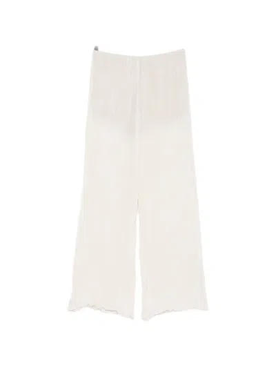 Enza Costa Plissé Palazzo Pants In Neutral