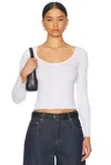 Enza Costa Pointelle Ballet Top In White
