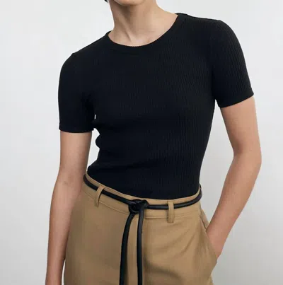 Enza Costa Pointelle Essential Shirt In Black