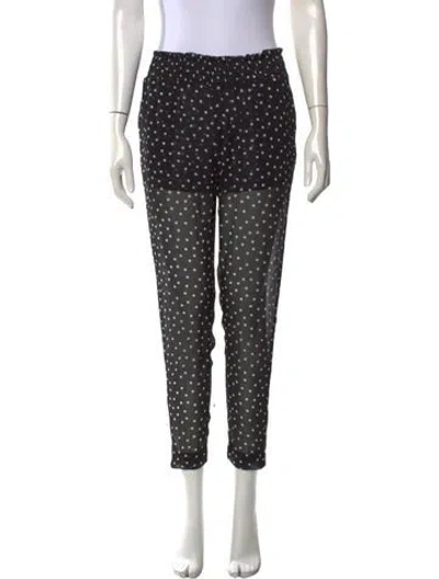 Pre-owned Enza Costa Polka Dot Print Straight Leg Pants In Black
