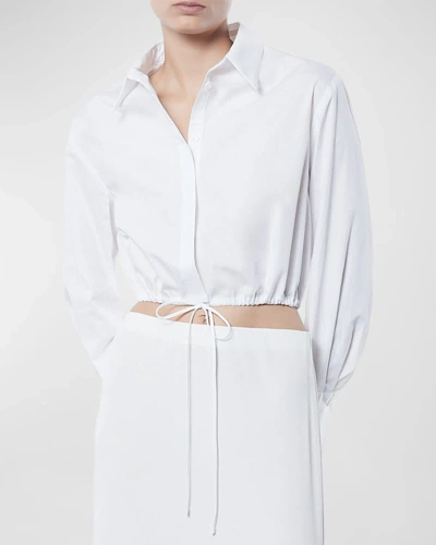 Enza Costa Poplin Cropped Button-front Shirt In White