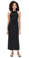 Enza Costa Poplin Halter Dress In Black In Black