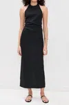 Enza Costa Poplin Halter Dress In Black In Black