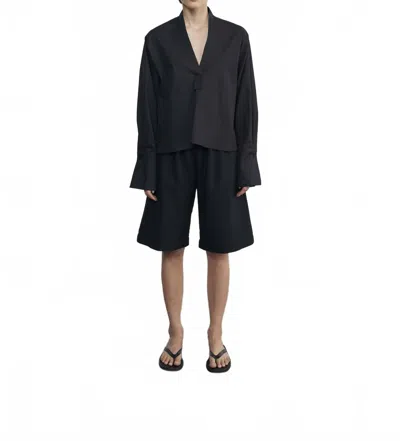 Enza Costa Poplin Mariner Shirt In Black