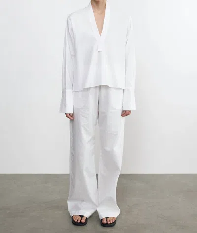 Enza Costa Poplin Mariner Shirt In White