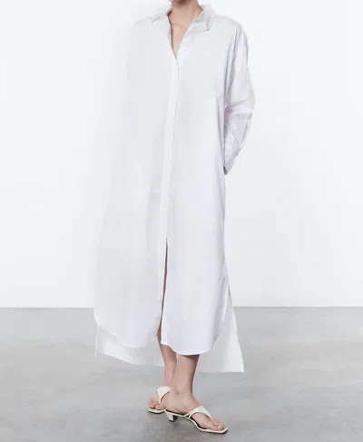 Enza Costa Poplin Maxi Shirtdress In White