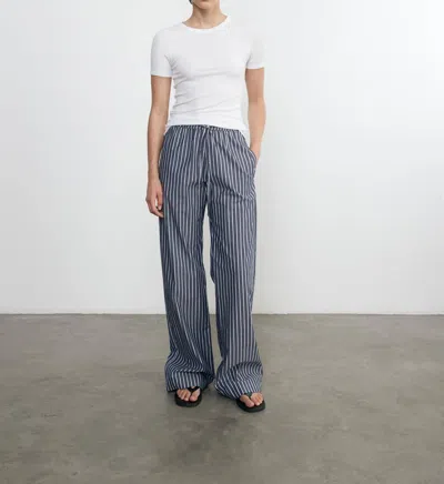Enza Costa Poplin Resort Pant In Navy/white In Multi