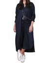 Enza Costa Poplin Shirtdress In Black In Blue