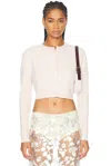 Enza Costa Powder Cashmere Cable Knit Cardigan In Pale Pink
