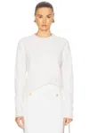 Enza Costa Powder Cashmere Cable Knit Crewneck Sweater In Chalk