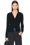 Enza Costa Ribbed Viscose-blend V Cardigan In Black