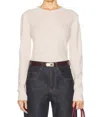 Enza Costa Powder Cashmere Knitted Crew In Pale Pink