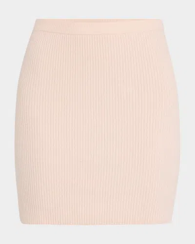 Enza Costa Powder Cashmere Rib-knit Mini Skirt In Pale Pink
