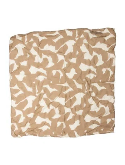 Pre-owned Enza Costa Printed Scarf W/ Tags In Brown