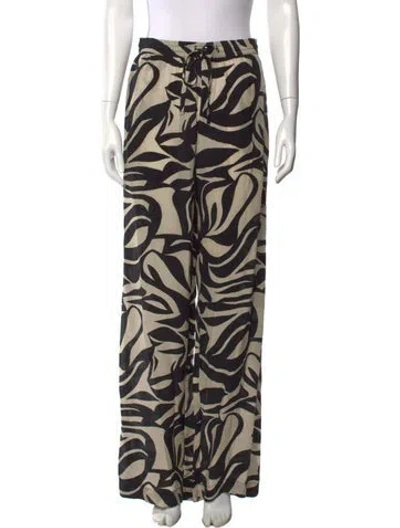 Pre-owned Enza Costa Printed Wide Leg Pants In Black/neutrals