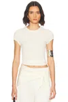 Enza Costa Puckered Cap Sleeve Tee In Vanilla