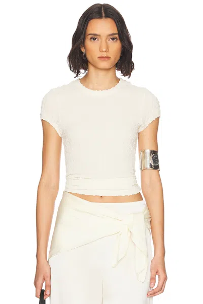 Enza Costa Puckered Cap Sleeve Tee In Vanilla