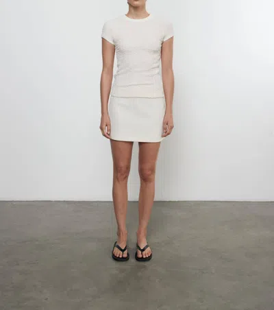 Enza Costa Puckered Cap Sleeve Top In Vanilla In White