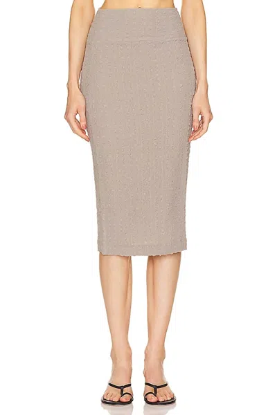 Enza Costa Puckered Pencil Skirt In Limestone In Gray