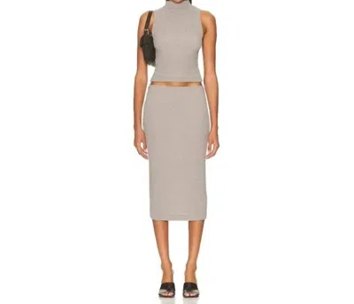 Enza Costa Puckered Pencil Skirt In Limestone In Gray