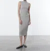Enza Costa Puckered Pencil Skirt In Limestone In Grey