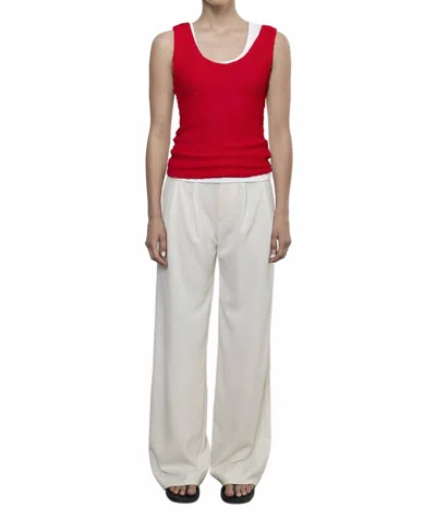 Enza Costa Puckered Tank In Red