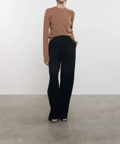 Enza Costa Pure Cashmere Crew Sweater In Amber In Brown