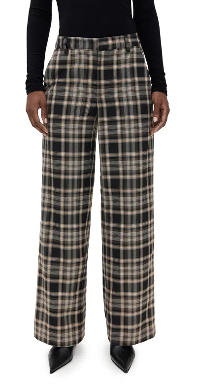 Enza Costa Relaxed Plaid Trousers Plaid In Multi