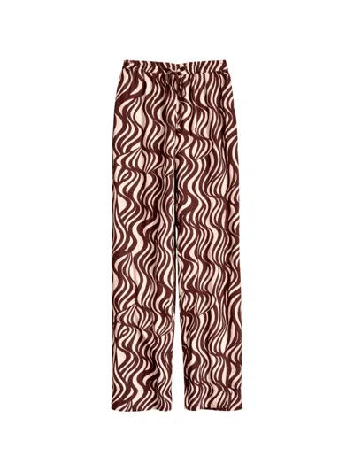 Enza Costa Resort Wave-print Drawstring Trousers In Brown
