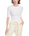 Enza Costa Rib Cropped Half-sleeve Silk-blend Top