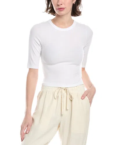 ENZA COSTA ENZA COSTA RIB CROPPED HALF-SLEEVE SILK-BLEND TOP