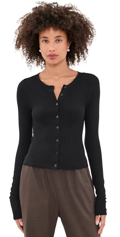 Enza Costa Rib Essential Cardigan Black