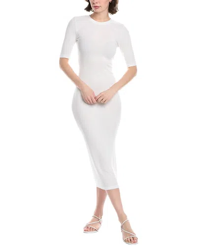 Enza Costa Rib Half-sleeve Silk-blend Maxi Dress In White