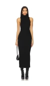 Enza Costa Rib Sleeveless Turtleneck Sweater Dress In Black