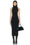 Enza Costa Rib Sleeveless Turtleneck Sweater Dress In Black